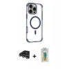 MARSİLYAN™- iPhone 14 Pro Max Kılıf Eksen Klasik Koleksiyonu - Siyah Polymer Nano Ekran Koruyucu + Raze Metal Kamera Lens - GS