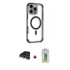 MARSİLYAN™- iPhone 14 Pro Max Kılıf Eksen Klasik Koleksiyonu - Siyah Polymer Nano Ekran Koruyucu + Raze Metal Kamera Lens - GS