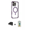 MARSİLYAN™- iPhone 14 Pro Max Kılıf Eksen Klasik Koleksiyonu - Siyah Polymer Nano Ekran Koruyucu + Raze Metal Kamera Lens - GS
