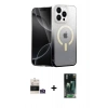 MARSİLYAN™- iPhone 14 Pro Max Kılıf Eksen Minimal Özel Seri - Şeffaf 360 Full Body Arka Koruyucu + Bilvis Titan Kamera Lens - GS