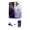 MARSİLYAN™- iPhone 14 Pro Max Kılıf Eksen Minimal Özel Seri - Şeffaf 360 Full Body Arka Koruyucu + Bilvis Titan Kamera Lens - DNMR