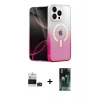 MARSİLYAN™- iPhone 14 Pro Max Kılıf Eksen Minimal Özel Seri - Şeffaf 360 Full Body Arka Koruyucu + Bilvis Titan Kamera Lens - DNMR