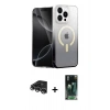 MARSİLYAN™- iPhone 14 Pro Max Kılıf Eksen Minimal Özel Seri - Şeffaf 360 Full Body Arka Koruyucu + Raze Metal Kamera Lens - GS