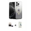 MARSİLYAN™- iPhone 14 Pro Max Kılıf Eksen Minimal Özel Seri - Şeffaf Pasifik Cam Ekran Koruyucu + Bilvis Titan Kamera Lens - SH