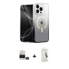 MARSİLYAN™- iPhone 14 Pro Max Kılıf Eksen Minimal Özel Seri - Şeffaf Pasifik Cam Ekran Koruyucu + Bilvis Titan Kamera Lens - GD