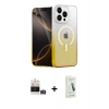 MARSİLYAN™- iPhone 14 Pro Max Kılıf Eksen Minimal Özel Seri - Şeffaf Pasifik Cam Ekran Koruyucu + Bilvis Titan Kamera Lens - GD