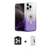 MARSİLYAN™- iPhone 14 Pro Max Kılıf Eksen Minimal Özel Seri - Şeffaf Pasifik Cam Ekran Koruyucu + PVD Metal Kamera Lens - TU