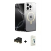 MARSİLYAN™- iPhone 14 Pro Max Kılıf Eksen Minimal Özel Seri - Şeffaf Pasifik Cam Ekran Koruyucu + Raze Metal Kamera Lens - GD