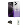 MARSİLYAN™- iPhone 14 Pro Max Kılıf Eksen Minimal Özel Seri - Şeffaf Pasifik Cam Ekran Koruyucu + Raze Metal Kamera Lens - GD