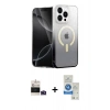 MARSİLYAN™- iPhone 14 Pro Max Kılıf Eksen Minimal Özel Seri - Şeffaf Royal Nano Ekran Koruyucu + Derin Mor Bilvis Titan Kamera Lens