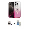 MARSİLYAN™- iPhone 14 Pro Max Kılıf Eksen Minimal Özel Seri - Şeffaf Royal Nano Ekran Koruyucu + Derin Mor Bilvis Titan Kamera Lens
