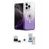 MARSİLYAN™- iPhone 14 Pro Max Kılıf Eksen Minimal Özel Seri - Şeffaf Royal Nano Ekran Koruyucu + Derin Mor Bilvis Titan Kamera Lens