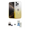MARSİLYAN™- iPhone 14 Pro Max Kılıf Eksen Minimal Özel Seri - Şeffaf Royal Nano Ekran Koruyucu + Derin Mor Bilvis Titan Kamera Lens