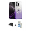 MARSİLYAN™- iPhone 14 Pro Max Kılıf Eksen Minimal Özel Seri - Şeffaf Royal Nano Ekran Koruyucu + Raze Metal Kamera Lens - GS
