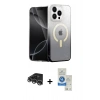 MARSİLYAN™- iPhone 14 Pro Max Kılıf Eksen Minimal Özel Seri - Şeffaf Royal Nano Ekran Koruyucu + Raze Metal Kamera Lens - GS