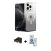 MARSİLYAN™- iPhone 14 Pro Max Kılıf Eksen Minimal Özel Seri - Şeffaf Royal Nano Ekran Koruyucu + Raze Metal Kamera Lens - GD