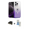 MARSİLYAN™- iPhone 14 Pro Max Kılıf Eksen Minimal Özel Seri - Şeffaf Royal Nano Ekran Koruyucu + Raze Metal Kamera Lens - GD