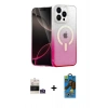MARSİLYAN™- iPhone 14 Pro Max Kılıf Eksen Minimal Özel Seri - Siyah 18D Cam Ekran Koruyucu + Gümüş Bilvis Titan Kamera Lens