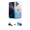MARSİLYAN™- iPhone 14 Pro Max Kılıf Eksen Minimal Özel Seri - Siyah 3D Antistatik Cam Ekran Koruyucu + Derin Mor Bilvis Titan Kamera Lens