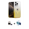 MARSİLYAN™- iPhone 14 Pro Max Kılıf Eksen Minimal Özel Seri - Siyah 3D Antistatik Cam Ekran Koruyucu + Derin Mor Bilvis Titan Kamera Lens