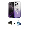 MARSİLYAN™- iPhone 14 Pro Max Kılıf Eksen Minimal Özel Seri - Siyah 3D Antistatik Cam Ekran Koruyucu + Gold Raze Metal Kamera Lens
