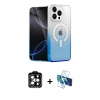 MARSİLYAN™- iPhone 14 Pro Max Kılıf Eksen Minimal Özel Seri - Siyah 3D Antistatik Cam Ekran Koruyucu + Turuncu PVD Metal Kamera Lens