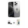 MARSİLYAN™- iPhone 14 Pro Max Kılıf Eksen Minimal Özel Seri - Siyah 6D Mat Seramik Hayalet Nano Ekran Koruyucu + Gold Bilvis Titan Kamera Lens