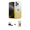 MARSİLYAN™- iPhone 14 Pro Max Kılıf Eksen Minimal Özel Seri - Siyah 6D Mat Seramik Hayalet Nano Ekran Koruyucu + Gold Bilvis Titan Kamera Lens