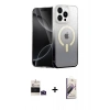 MARSİLYAN™- iPhone 14 Pro Max Kılıf Eksen Minimal Özel Seri - Siyah Bilvis 3D Mat Cam Ekran Koruyucu + Bilvis Titan Kamera Lens - DNMR