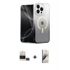 MARSİLYAN™- iPhone 14 Pro Max Kılıf Eksen Minimal Özel Seri - Siyah Bilvis 3D Mat Cam Ekran Koruyucu + Gümüş Bilvis Titan Kamera Lens