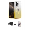 MARSİLYAN™- iPhone 14 Pro Max Kılıf Eksen Minimal Özel Seri - Siyah Bilvis 3D Mat Cam Ekran Koruyucu + Raze Metal Kamera Lens - GS