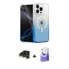 MARSİLYAN™- iPhone 14 Pro Max Kılıf Eksen Minimal Özel Seri - Siyah Bilvis 5in1 5D Magic Hayalet Cam Ekran Koruyucu + Raze Metal Kamera Lens - GD