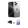 MARSİLYAN™- iPhone 14 Pro Max Kılıf Eksen Minimal Özel Seri - Siyah Bilvis 5in1 5D Magic Hayalet Cam Ekran Koruyucu + Raze Metal Kamera Lens - GD