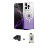 MARSİLYAN™- iPhone 14 Pro Max Kılıf Eksen Minimal Özel Seri - Siyah Bilvis Hayalet Cam Ekran Koruyucu + Gümüş Raze Metal Kamera Lens