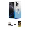 MARSİLYAN™- iPhone 14 Pro Max Kılıf Eksen Minimal Özel Seri - Siyah Buffer Cam Ekran Koruyucu + Gümüş Bilvis Titan Kamera Lens