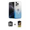 MARSİLYAN™- iPhone 14 Pro Max Kılıf Eksen Minimal Özel Seri - Siyah Buffer Cam Ekran Koruyucu + Turuncu PVD Metal Kamera Lens