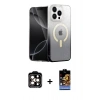 MARSİLYAN™- iPhone 14 Pro Max Kılıf Eksen Minimal Özel Seri - Siyah Buffer Hayalet Cam Ekran Koruyucu + PVD Metal Kamera Lens - TU