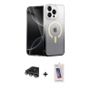 MARSİLYAN™- iPhone 14 Pro Max Kılıf Eksen Minimal Özel Seri - Siyah Joko 5D Cam + Gümüş Raze Metal Kamera Lens