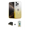 MARSİLYAN™- iPhone 14 Pro Max Kılıf Eksen Minimal Özel Seri - Siyah Polymer Nano Ekran Koruyucu + Gold Raze Metal Kamera Lens