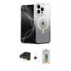 MARSİLYAN™- iPhone 14 Pro Max Kılıf Eksen Minimal Özel Seri - Siyah Polymer Nano Ekran Koruyucu + Gold Raze Metal Kamera Lens