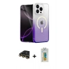 MARSİLYAN™- iPhone 14 Pro Max Kılıf Eksen Minimal Özel Seri - Siyah Polymer Nano Ekran Koruyucu + Gold Raze Metal Kamera Lens