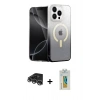 MARSİLYAN™- iPhone 14 Pro Max Kılıf Eksen Minimal Özel Seri - Siyah Polymer Nano Ekran Koruyucu + Gümüş Raze Metal Kamera Lens