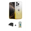 MARSİLYAN™- iPhone 14 Pro Max Kılıf Eksen Minimal Özel Seri - Siyah Polymer Nano Ekran Koruyucu + Gümüş Raze Metal Kamera Lens