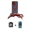 MARSİLYAN™- iPhone 14 Pro Max Kılıf Eksen Özel Seri - Siyah 18D Cam Ekran Koruyucu + PVD Metal Kamera Lens - TU