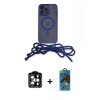 MARSİLYAN™- iPhone 14 Pro Max Kılıf Eksen Özel Seri - Siyah 18D Cam Ekran Koruyucu + PVD Metal Kamera Lens - TU
