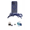 MARSİLYAN™- iPhone 14 Pro Max Kılıf Eksen Özel Seri - Siyah 3D Antistatik Cam Ekran Koruyucu + Gümüş Bilvis Titan Kamera Lens