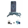 MARSİLYAN™- iPhone 14 Pro Max Kılıf Eksen Özel Seri - Siyah 3D Antistatik Cam Ekran Koruyucu + Gümüş Bilvis Titan Kamera Lens