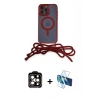 MARSİLYAN™- iPhone 14 Pro Max Kılıf Eksen Özel Seri - Siyah 3D Antistatik Cam Ekran Koruyucu + PVD Metal Kamera Lens - TU