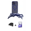 MARSİLYAN™- iPhone 14 Pro Max Kılıf Eksen Özel Seri - Siyah Bilvis 5in1 5D Magic Hayalet Cam Ekran Koruyucu + Raze Metal Kamera Lens - GS