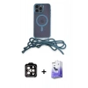 MARSİLYAN™- iPhone 14 Pro Max Kılıf Eksen Özel Seri - Siyah Bilvis 5in1 5D Magic Hayalet Cam Ekran Koruyucu + PVD Metal Kamera Lens - TU